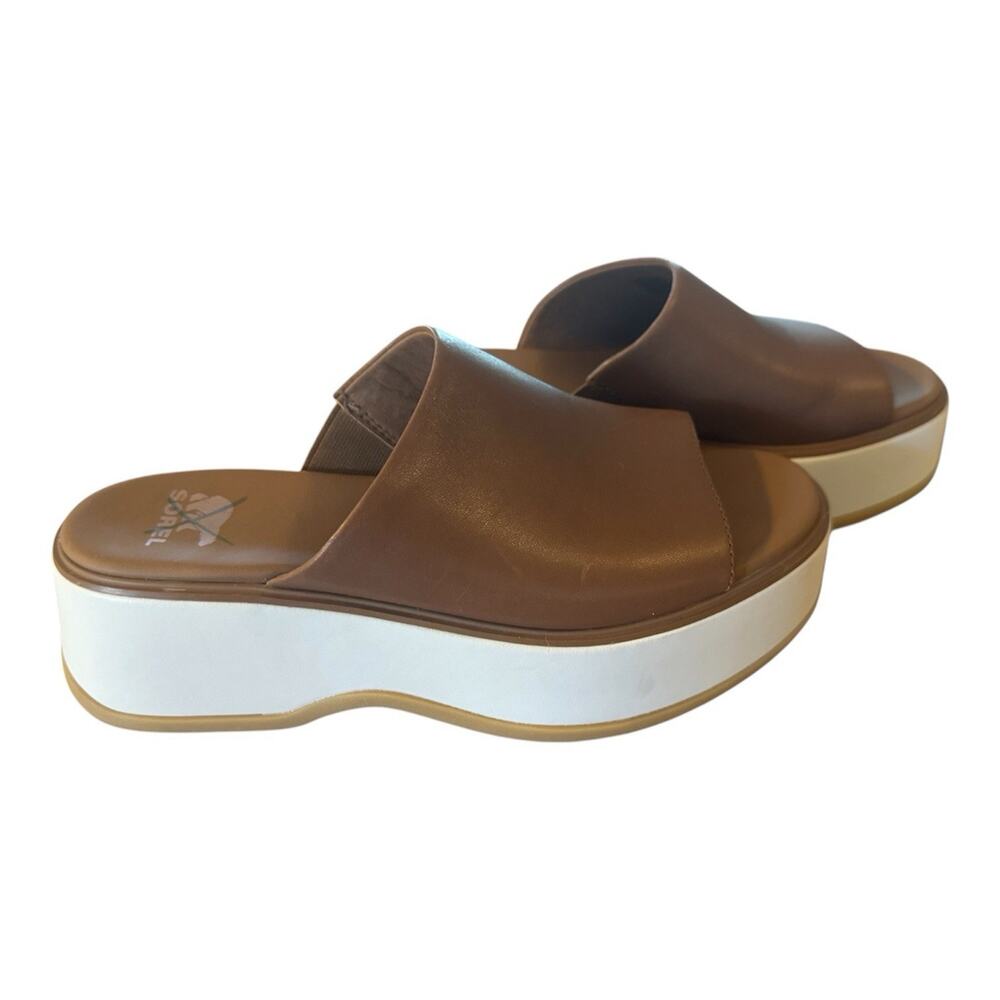 Sorel Dayspring Slide Sandal Women's Size 7.5 Brown Leather Platform Comfort